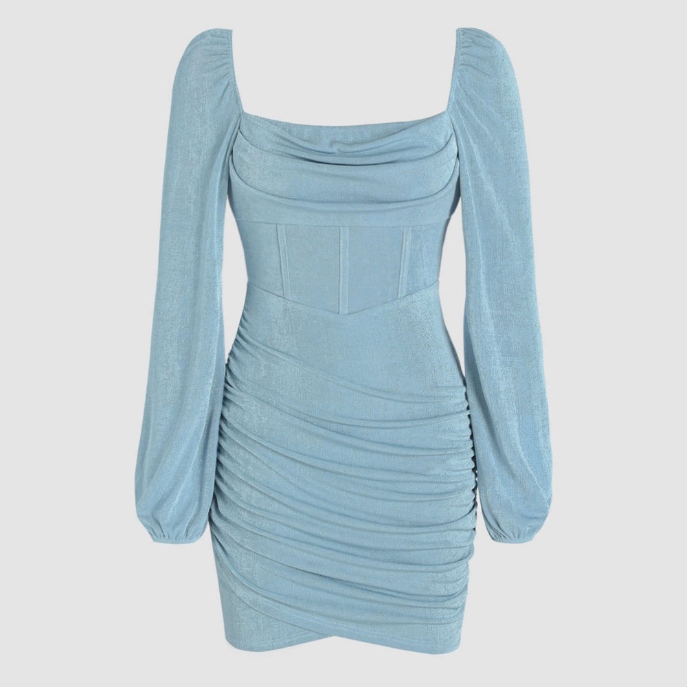 Cider Solid Corset Ruched Mini Dress